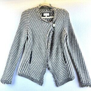 Angel of the North Cardigan Women Small Gray Wool Blend Langenlook Sweater Boho